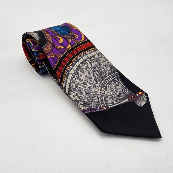 Gianni Versace 100% Silk Tie 1990's Baroque Fan - Picture 1 of 4